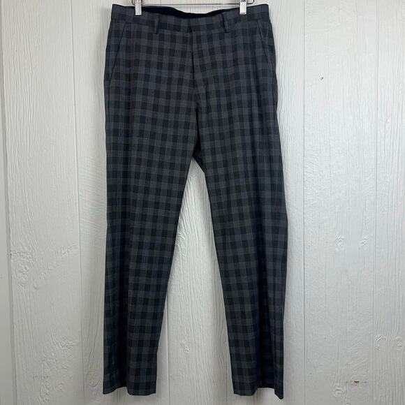 Murano Ultimate Modern Comfort Pant 
men’s 32x30 check pattern flat front gray - Picture 4 of 7